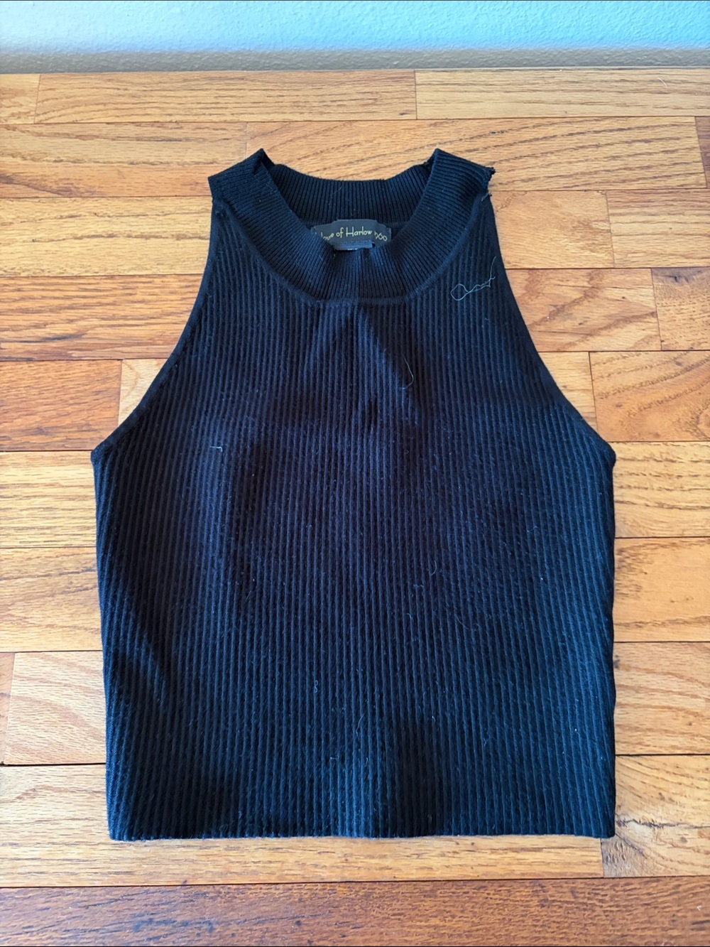 House of Harlow 1960 Black Ribbed Crewneck Tank
